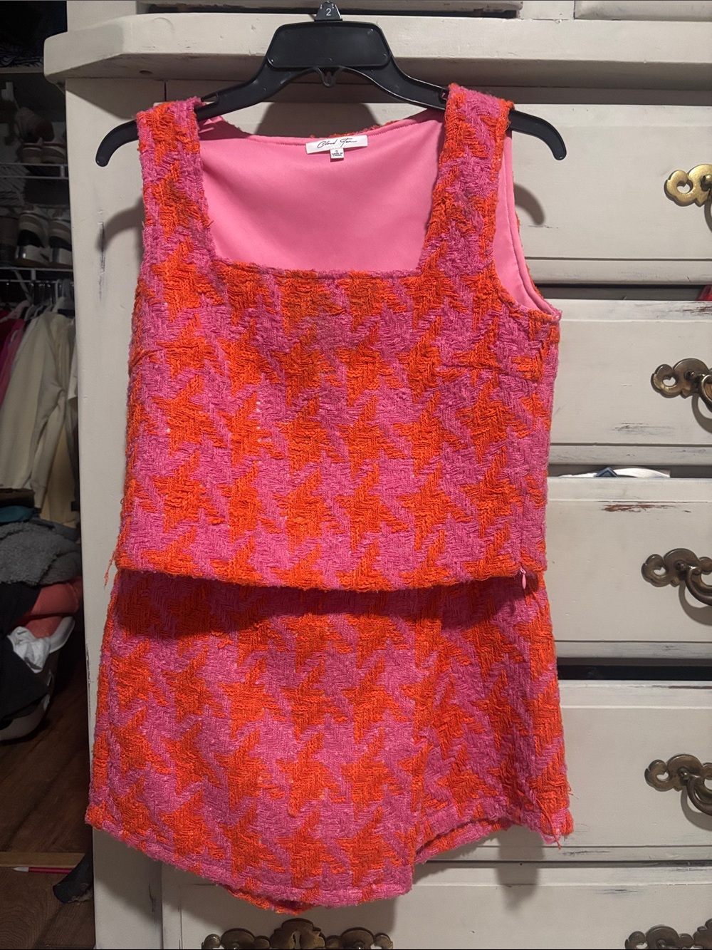 Colorblock Pink & Orange Textured Two-Piece Set